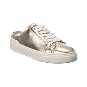 Stuart Weitzman Skater Mule Leather Sneaker, Silver